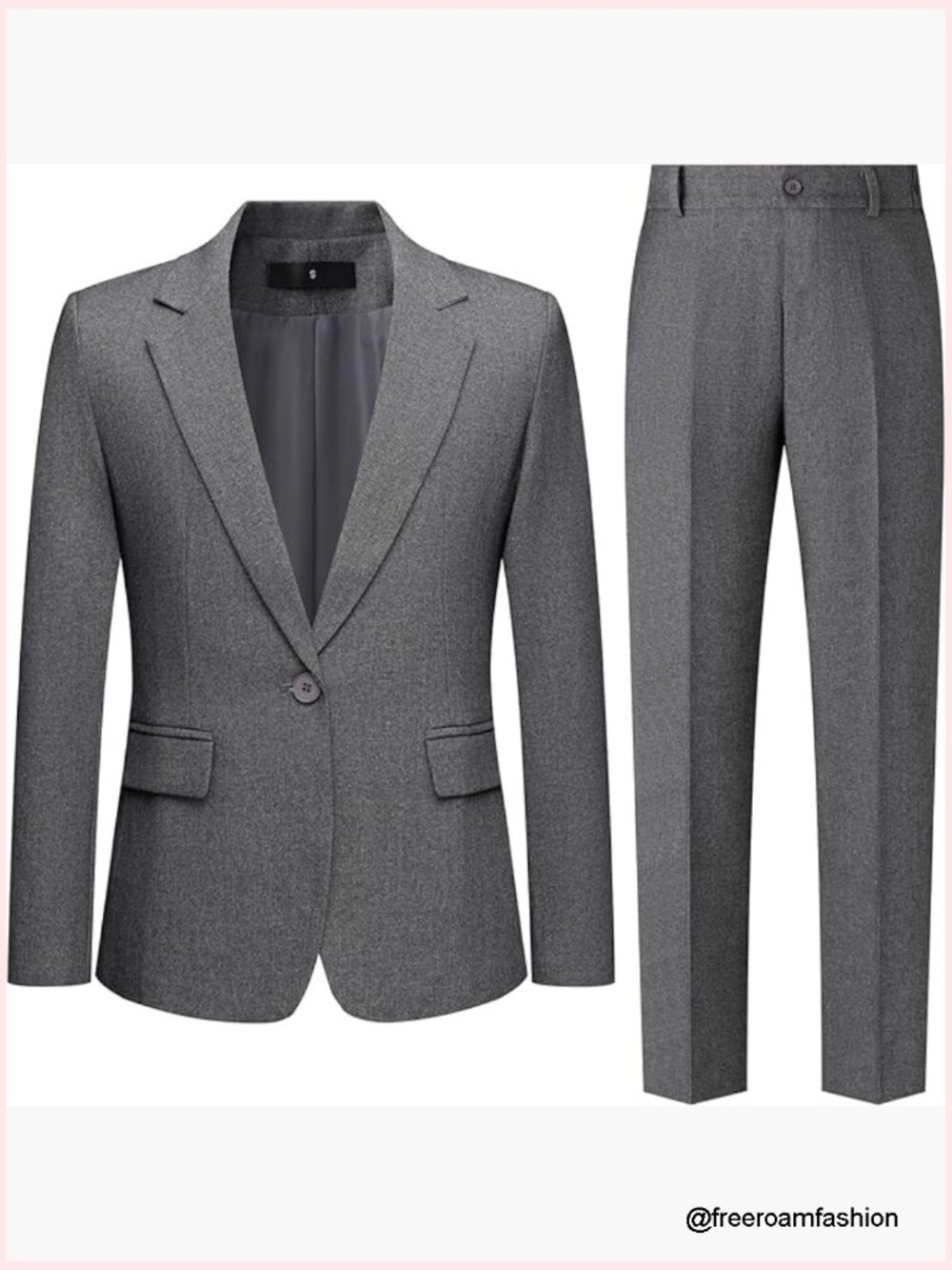 2 Piece Pant Suit Dressy Business Casual Notched Collar Blazer Pantsuits